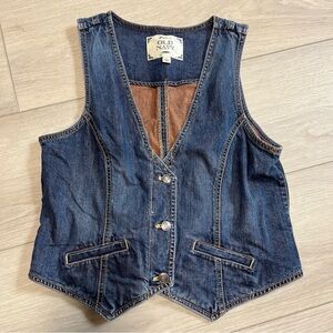 Y2K Old Navy Blue Jean Denim Vest Button Down Sleeveless Size Large